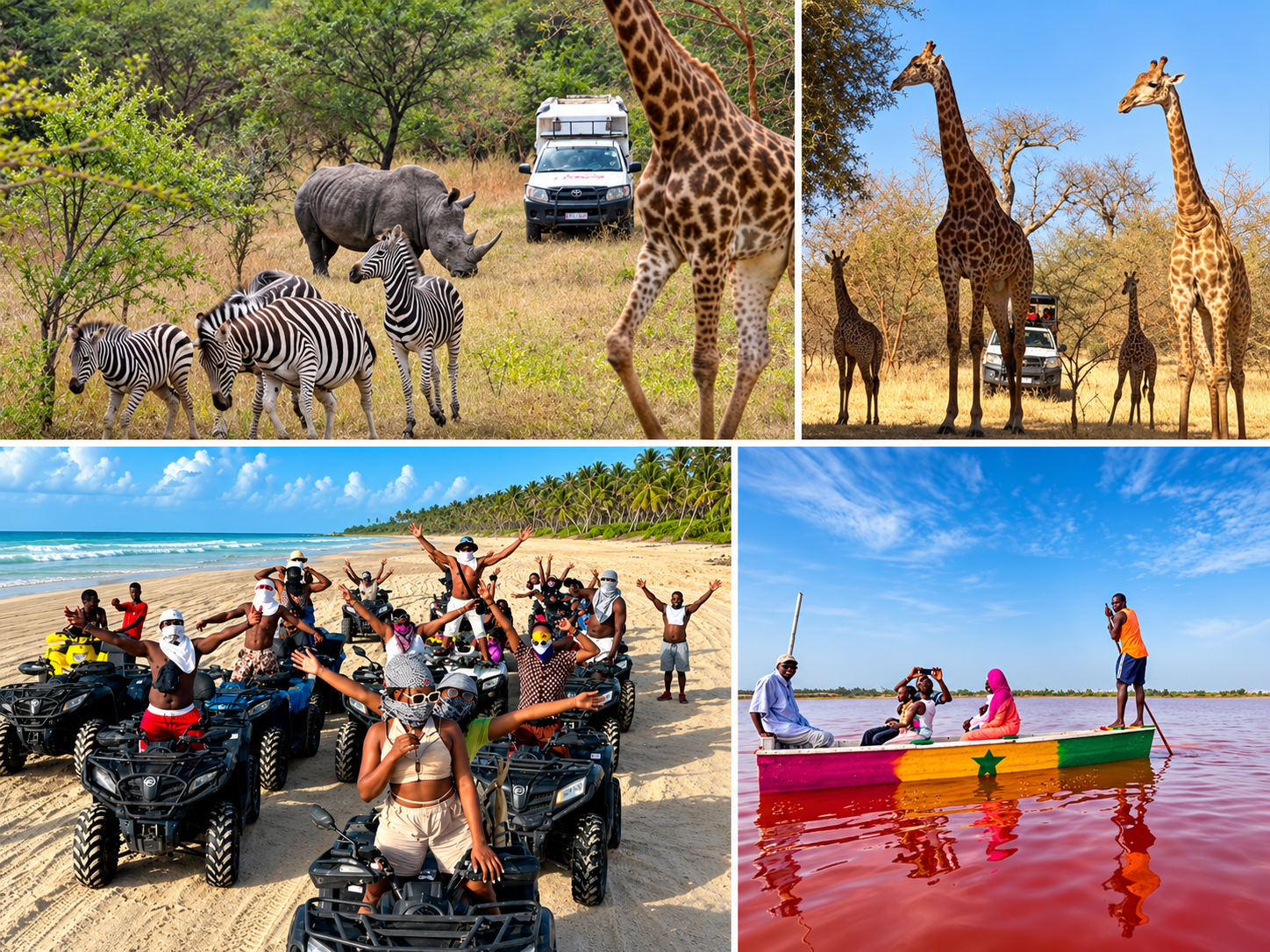 Excursion Bandia et Lac Rose au Sénégal avec formule exclusive comprenant safari africain, aventure au Lac Rose, service personnalisé et organisation premium - Lac Rose Tour Aventu