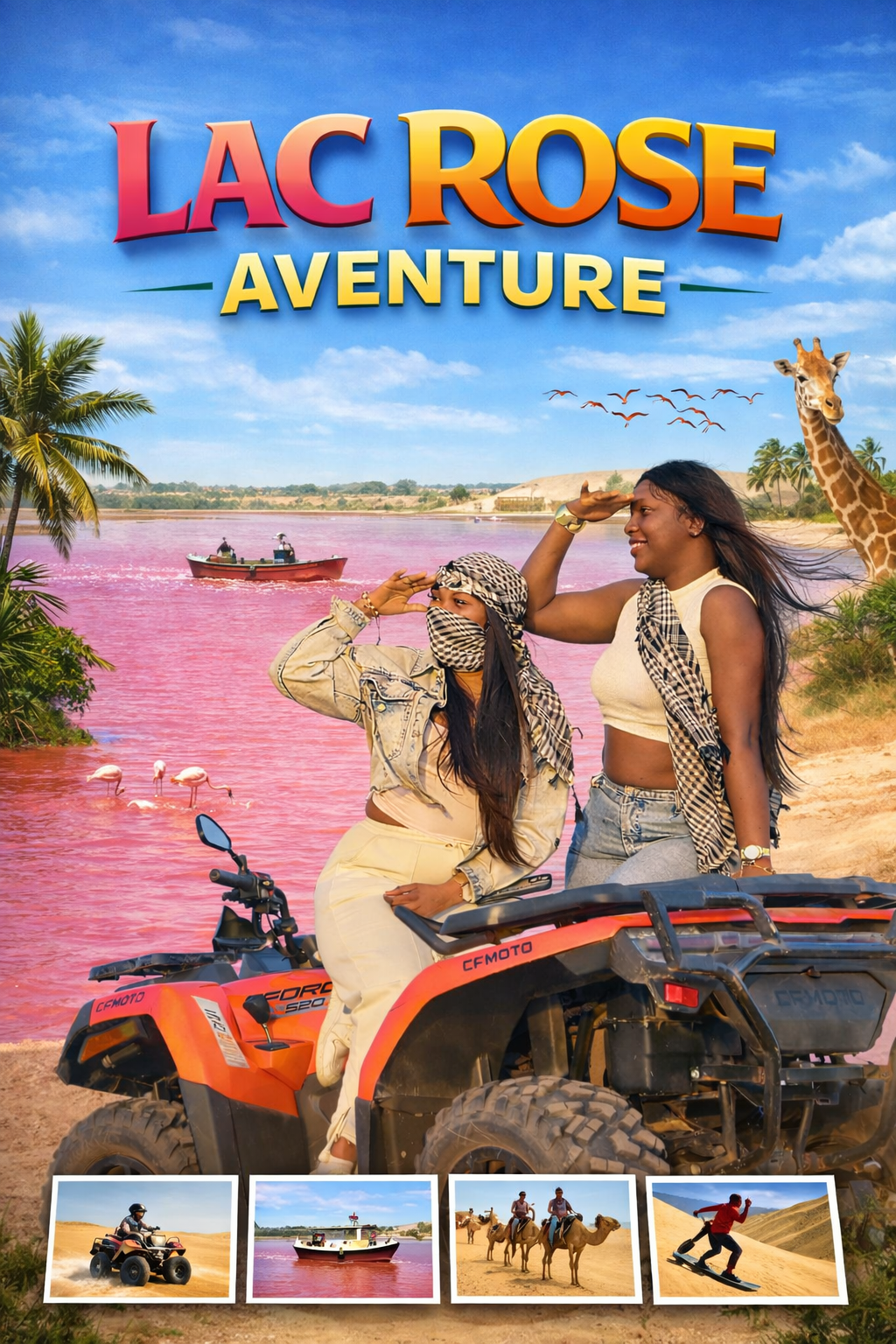 جولة بالبيروغ في بحيرة لاك روز مع لاك روز أفونتور، رحلة هادئة لمدة 30 دقيقة فوق المياه الوردية قرب دكار