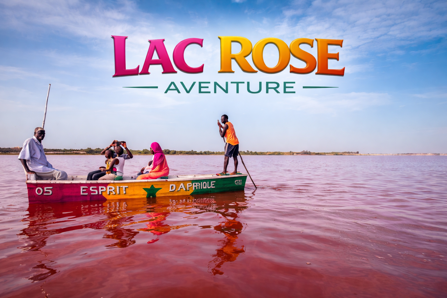 Balade en pirogue sur le Lac Rose avec Lac Rose Aventure, excursion paisible de 30 minutes sur les eaux roses près de Dakar