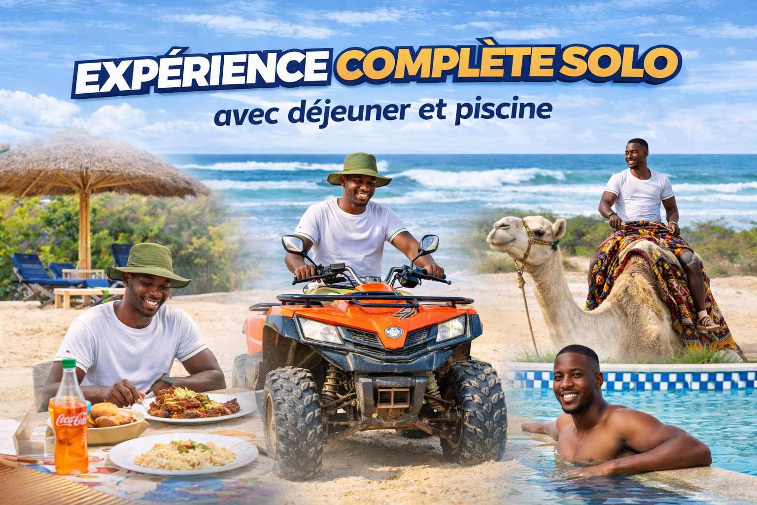 Expérience complète solo avec déjeuner et piscine au Lac Rose avec Lac Rose Aventure : quad, déjeuner, détente et accès piscine