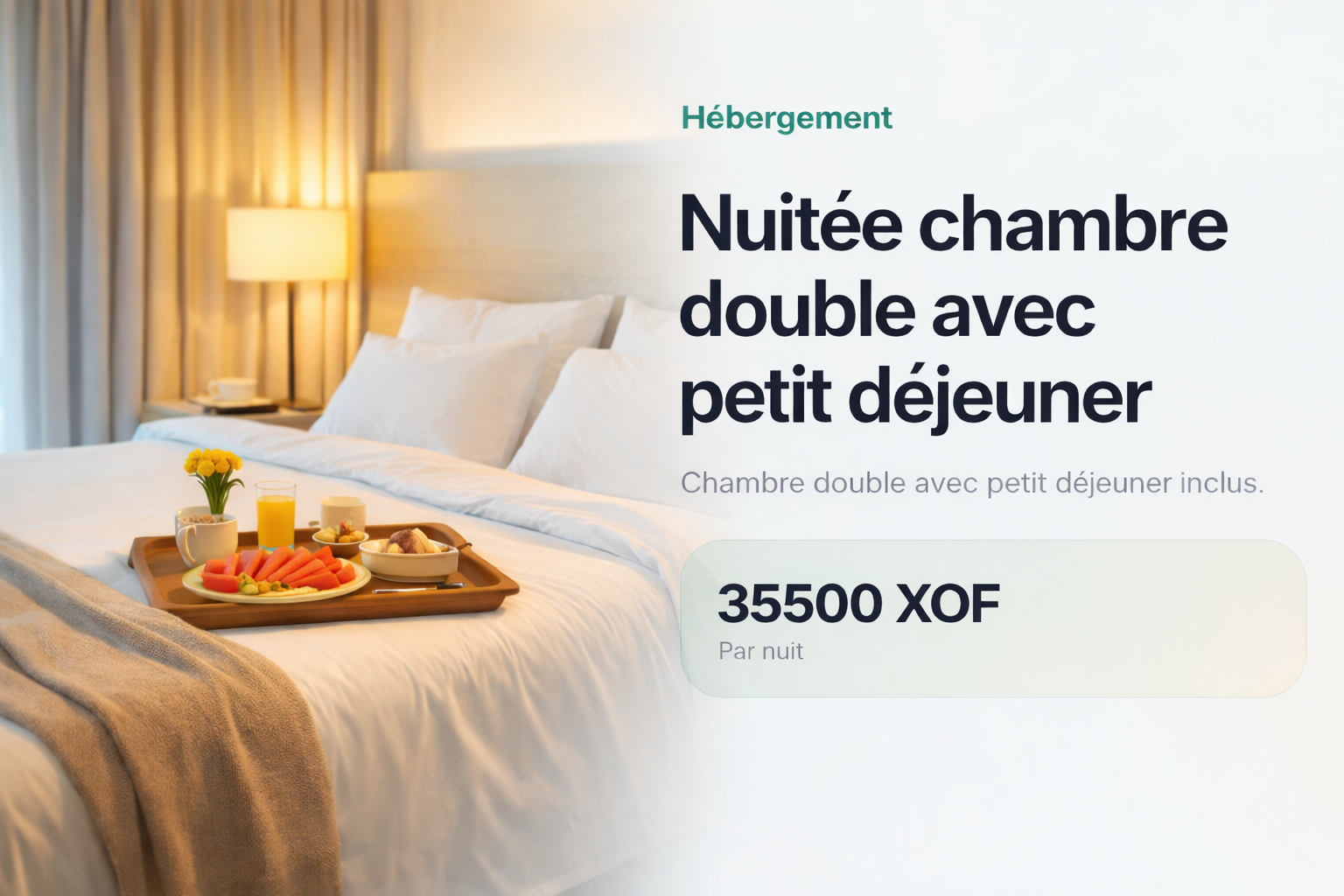 Nuitée chambre double avec petit déjeuner au lac rose