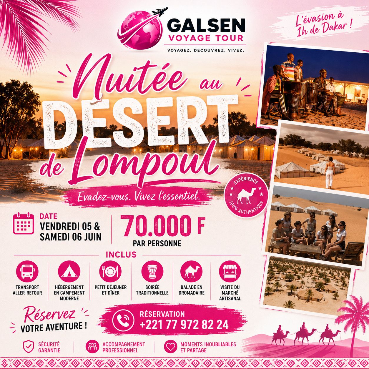Dunes, campement et aventure dans le Désert de Lompoul au Sénégal | Lac Rose Tour Aventure
