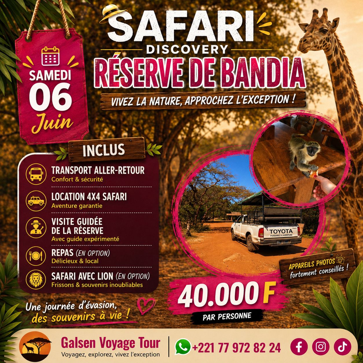 Safari et découverte de la faune sauvage dans la Réserve de Bandia au Sénégal | Lac Rose Tour Aventure