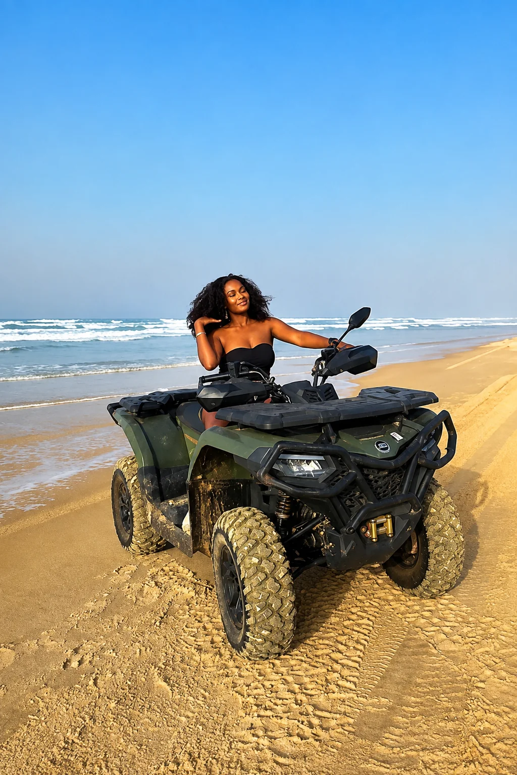 Balade en quad face à l'océan pendant une sortie au Lac Rose