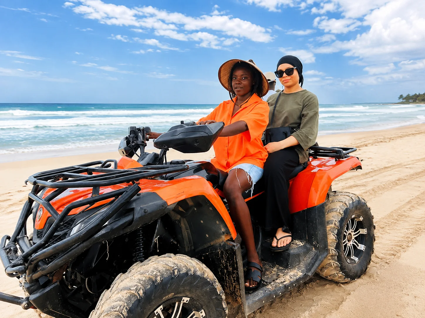 Balade en quad à deux sur la plage près du Lac Rose