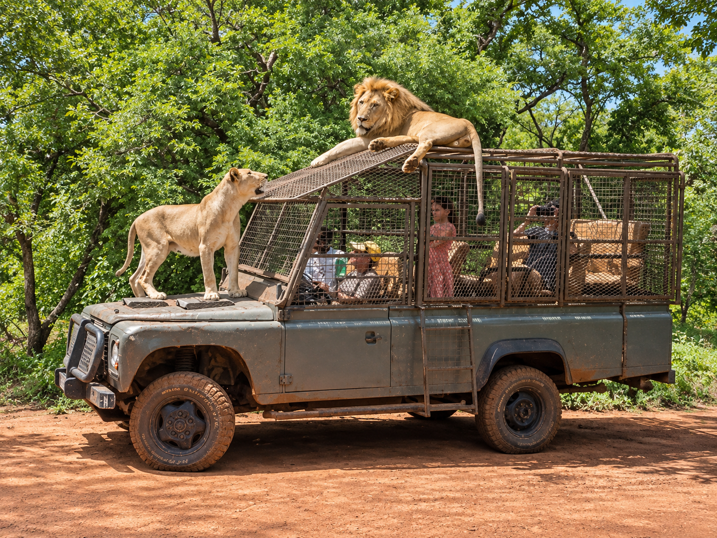 Affiche de l’excursion à la Réserve de Bandia avec safari 4x4, girafes, zèbres, lion et transport depuis Dakar