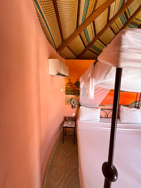 Colourful interior of a day room at Lake Retba