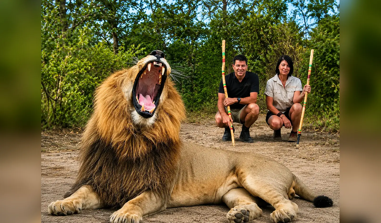 Marche encadrée avec les lions à Réserve de Fathala, Sénégal