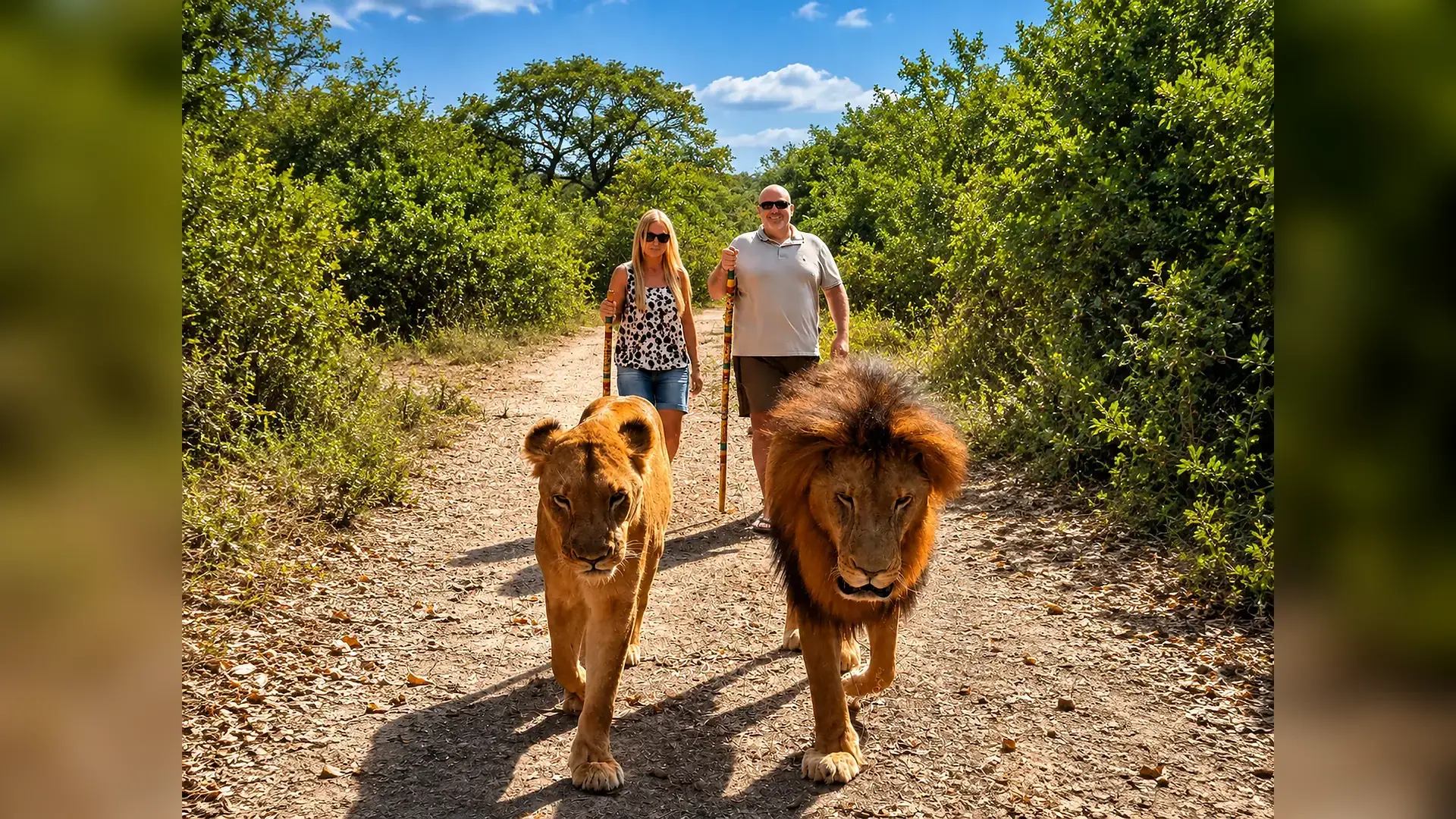 Guided walk with lions in Fathala Wildlife Reserve, Senegal